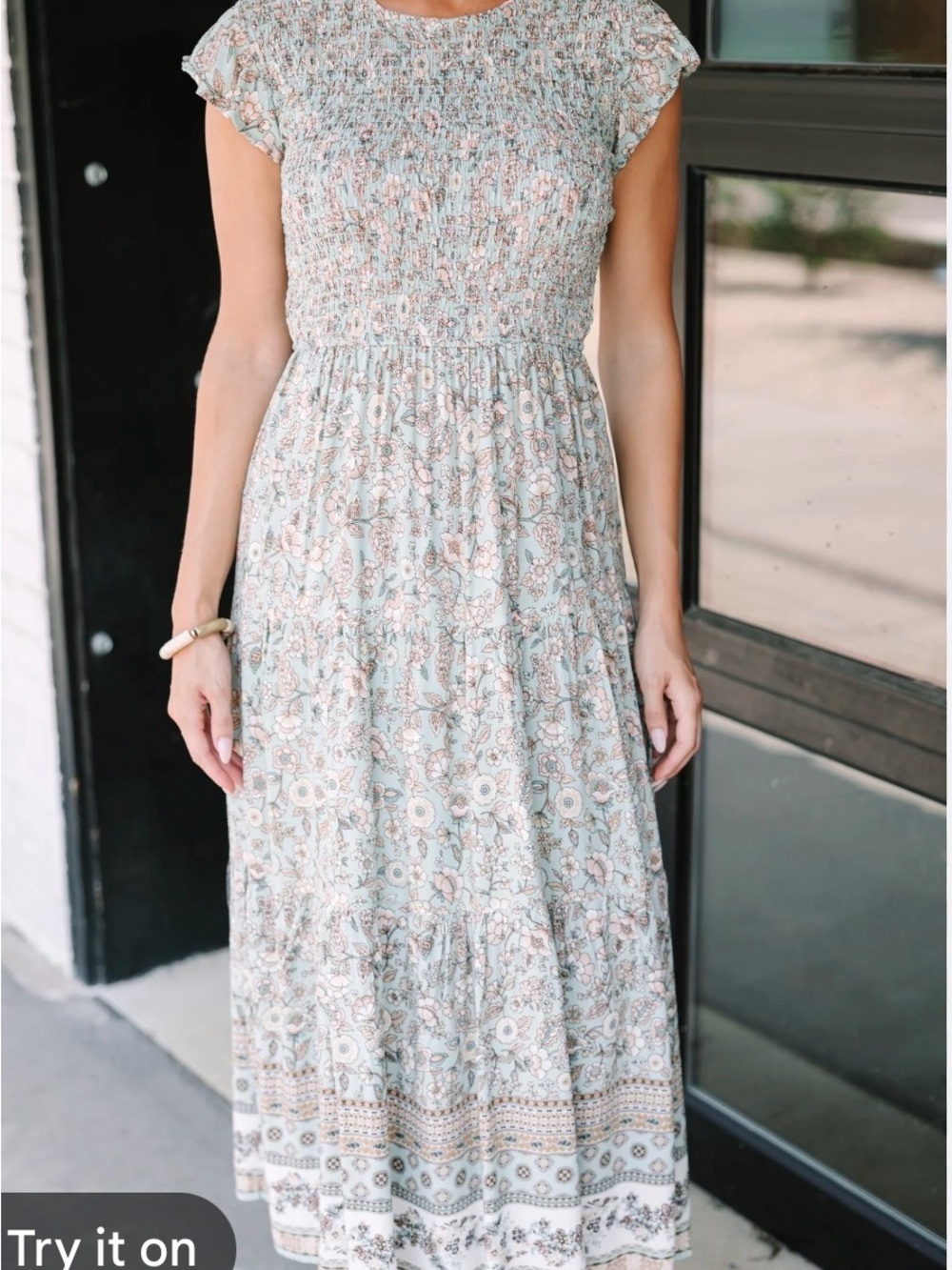 NWT By the River Sage Floral Smocked Maxi Dress Women’s Large